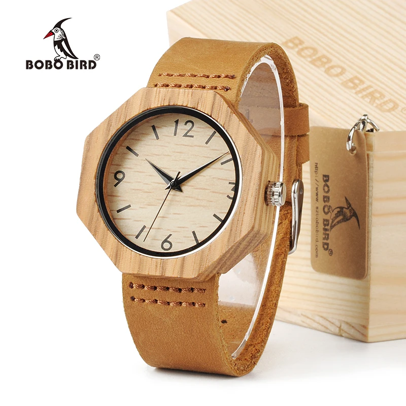 Наручные часы BOBO BIRD D03 из 100% дерева деревянные браслет с датой кварцевые ремешком