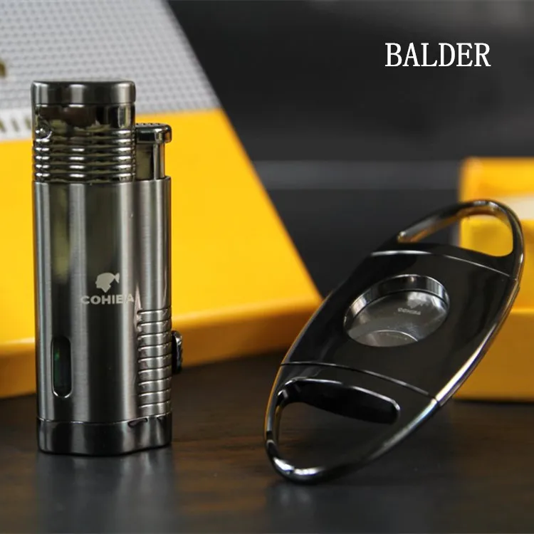 

Cohiba cigar Set lighter with cigar Cutter scissors punch business gift Cigar Accessories With gift box COB62
