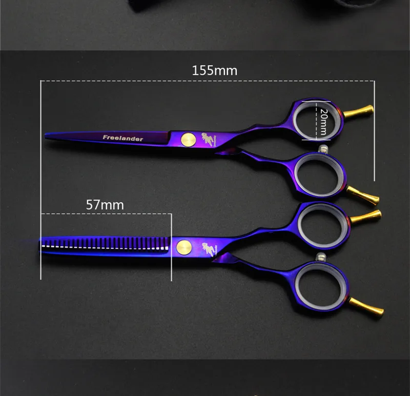 

5.5" titanium purple cutting scissors hairdresser razor hairdressing scissors haircut hot scissors kit salon hair clipper kids