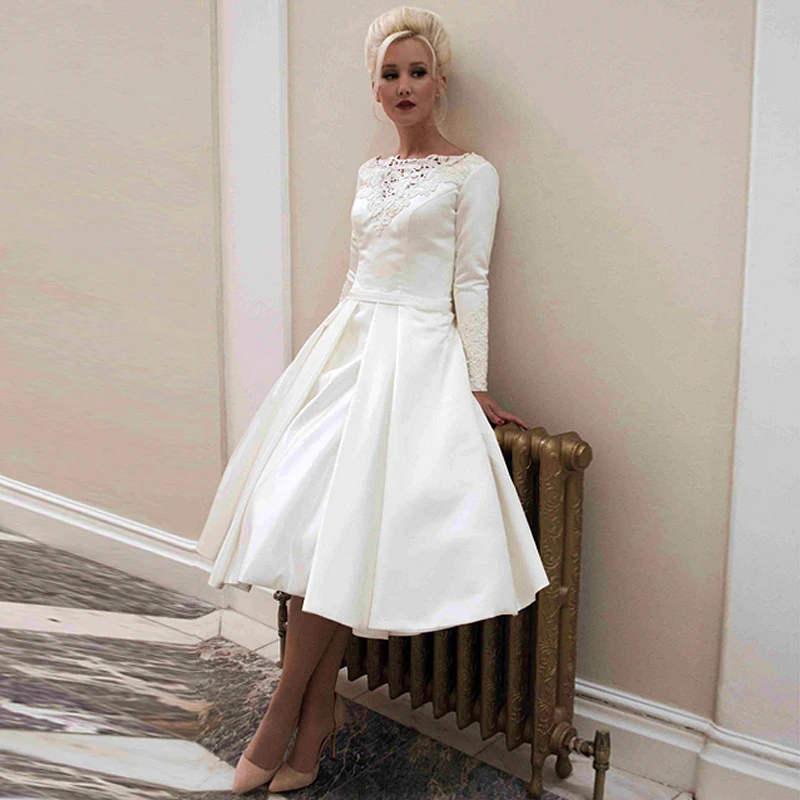 Vestido de noiva robe mariage Bateau с вырезом лодочкой свадебные платья длинным рукавом 2015