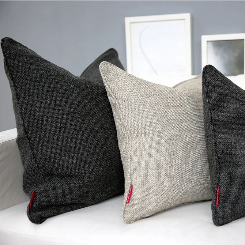 

Multi-type Yarn Blend Throw Pillow Cushion Cover Thickened Blended Fabric Gray Pillow Case No Balling-up Without Stuffing