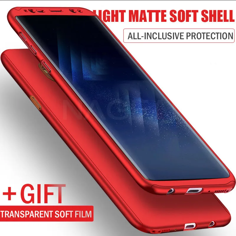 NAGFAK 360 Full Cover Phone Case For Samsung Galaxy S9 S8 Plus Note 9 8 PC Protective S7 Edge With Glass |