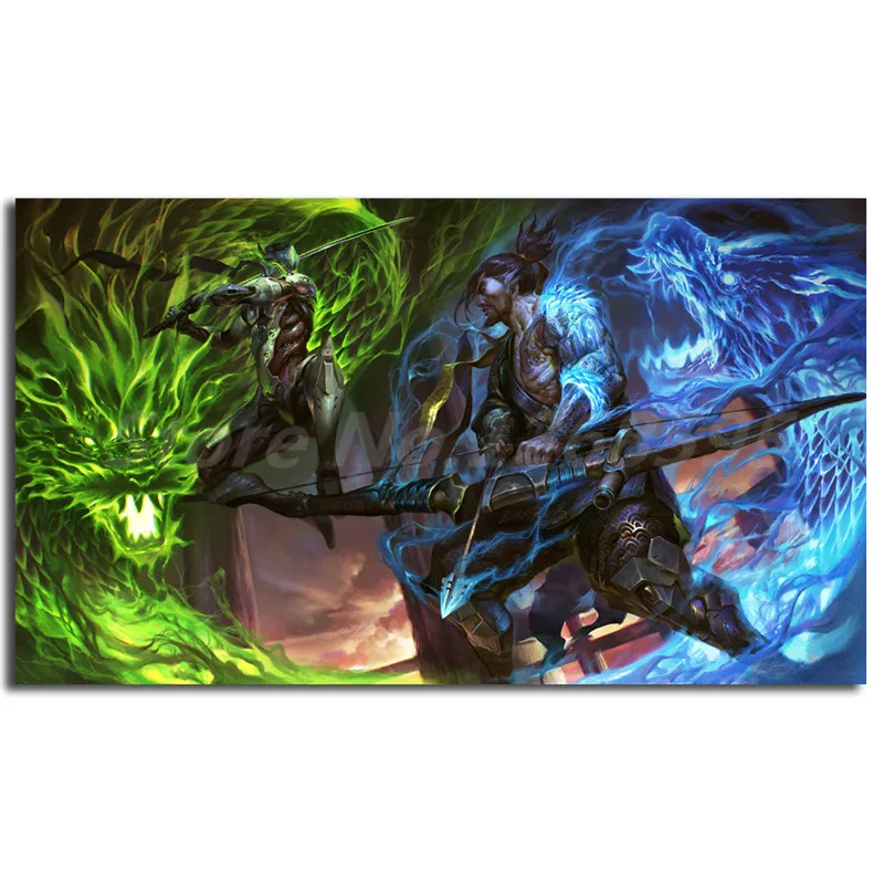 Художественные обои Genji VS Hanzo Dragon Картина на холсте печать для гостиной домашний
