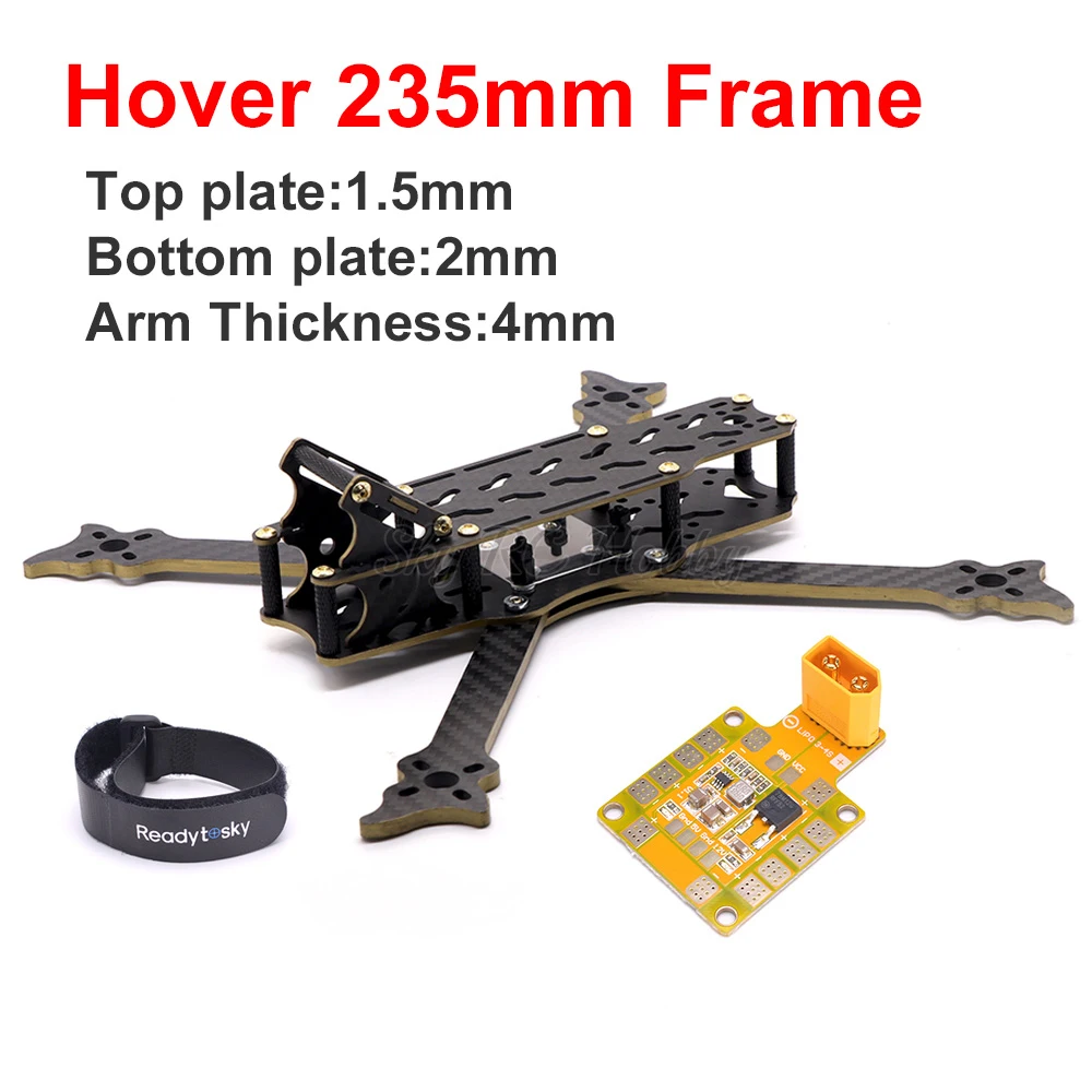 Hover 235 мм 5 дюймов FPV рама для фристайла с 4 Arm / В/12 В PDB гоночного дрона квадрокоптера