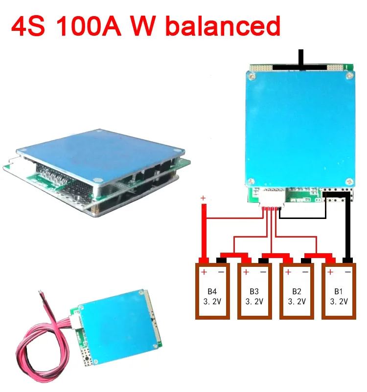 4S 12V 100A Lifepo4 литий железо фосфат BMS плата защиты батареи с балансом высокого тока