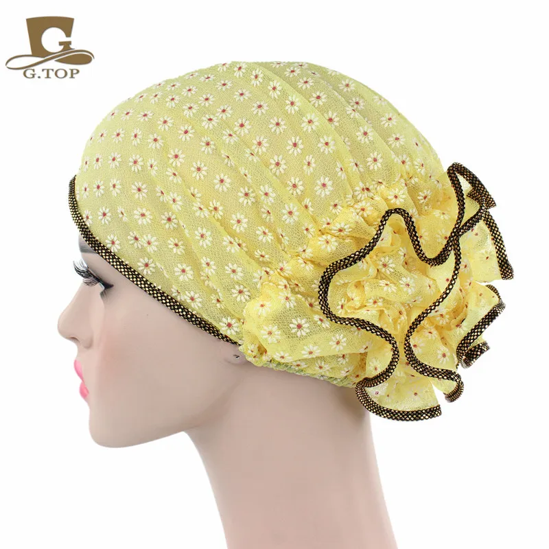 

Women lace Beanie Hat flower Bonnet Chemo Cap Muslim Scarf Hijab Islamic Turban