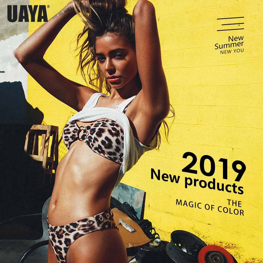 UAYA новинка модный Леопардовый цветок принт купальник 2019 сексуальные