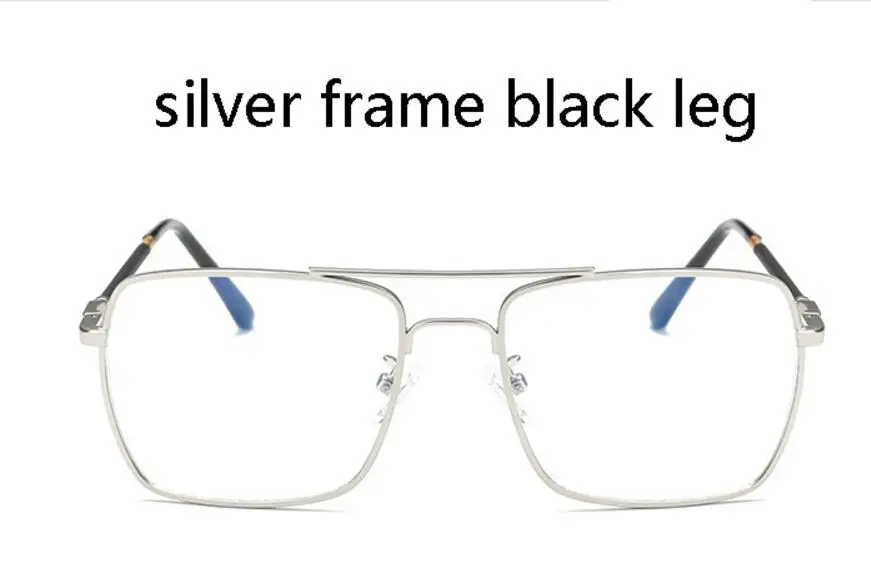 silver frame black l Роскошные женские квадратные очки, винтажные очки, оптическая оправа, Золотой Металл, унисекс, прозрачные Линзы для очков, очки, синий светильник, очки - Цвет оправы: silver frame black l