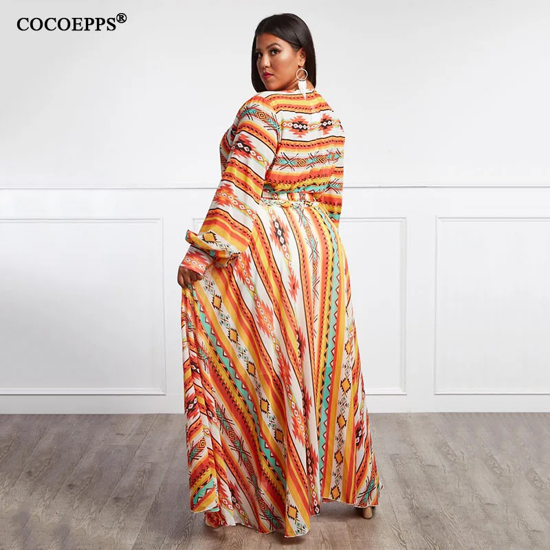 Винтаж Пляж Boho платье 5xl 6xl женское платье большого размера большой размеры Осень Зима Глубокий v средства ухода за кожей Шеи пикантные Вечерние Длинное