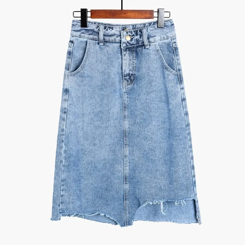 Sexy High Waist Cowboy Skirts Blue Bodycon A-line Jean Skirt Women Summer Knee-Length Denim | Женская одежда