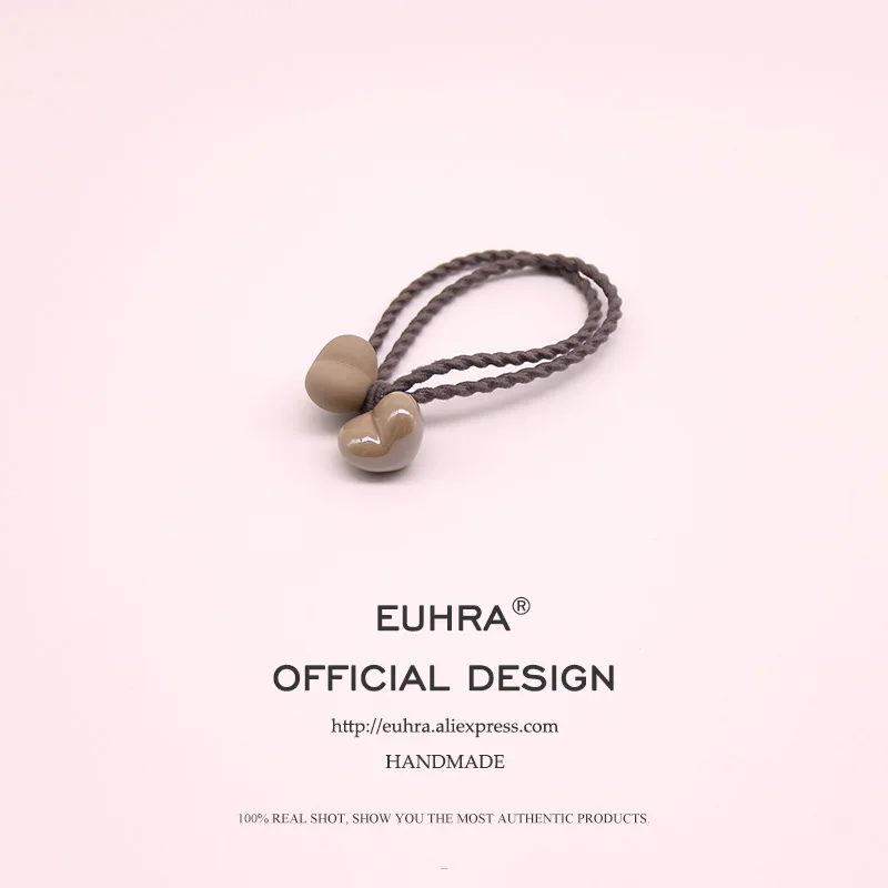 EUHRA, 9 цветов, эластичные резинки для волос, керамическое сердце, матовая и глянцевая повязка для волос для женщин и девочек, детские аксессуары для волос, резинка