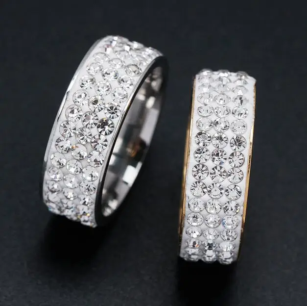 Кольца из нержавеющей стали с цирконом 2 ряда 3 30 шт. |