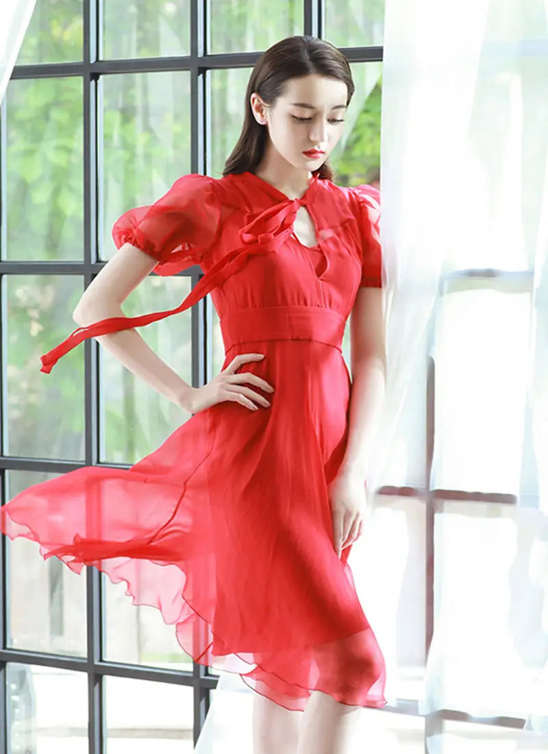 Женское платье с коротким рукавом Dilraba элегантное вечернее бантом и v образным