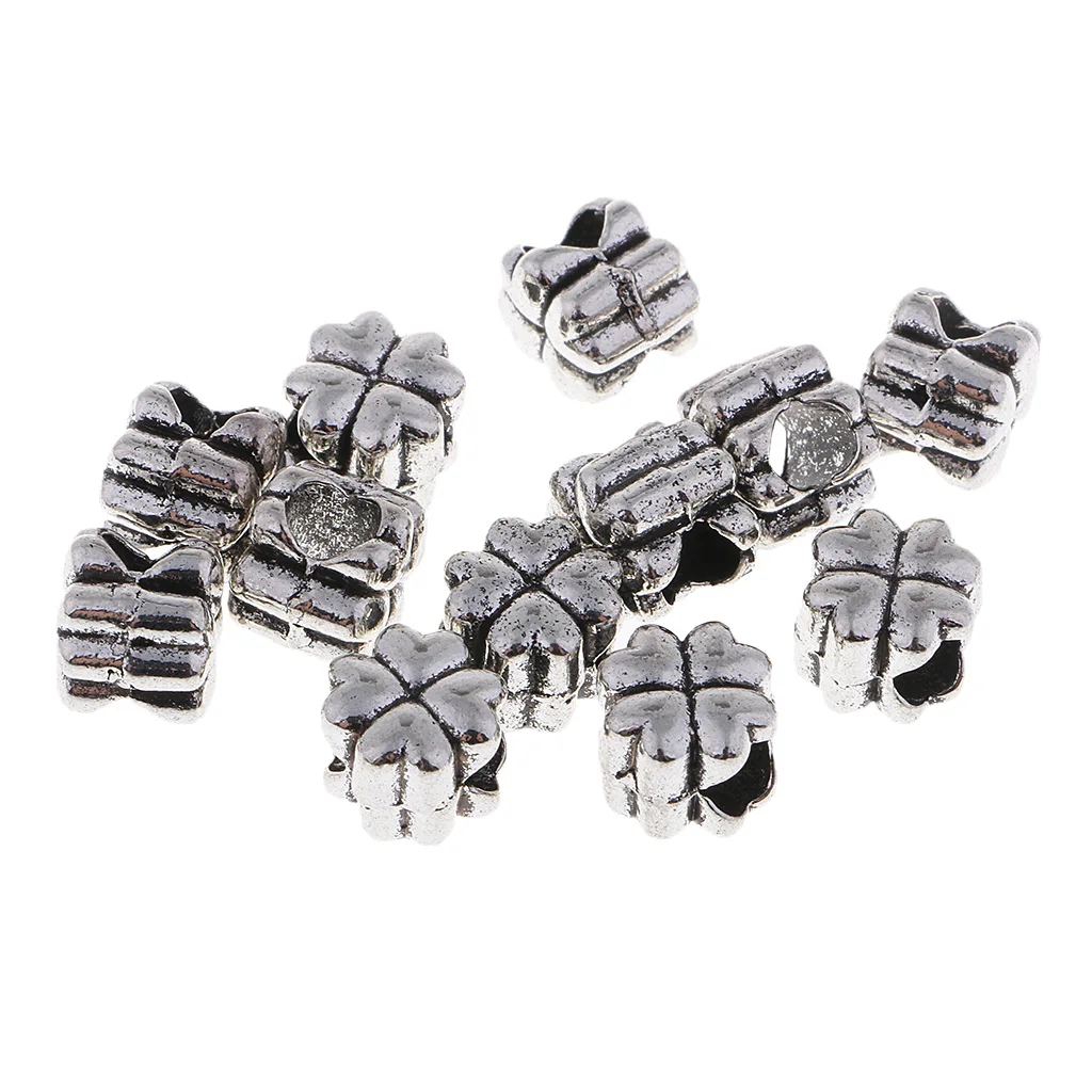Pack of 12 Beautiful Large Hole Beads Metal Decorative for Clothing Bags Shoes Bracelet Decor | Дом и сад