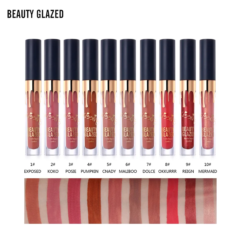 Водостойкая бархатная Помада для губ Beauty глазурованная 10 видов цветов