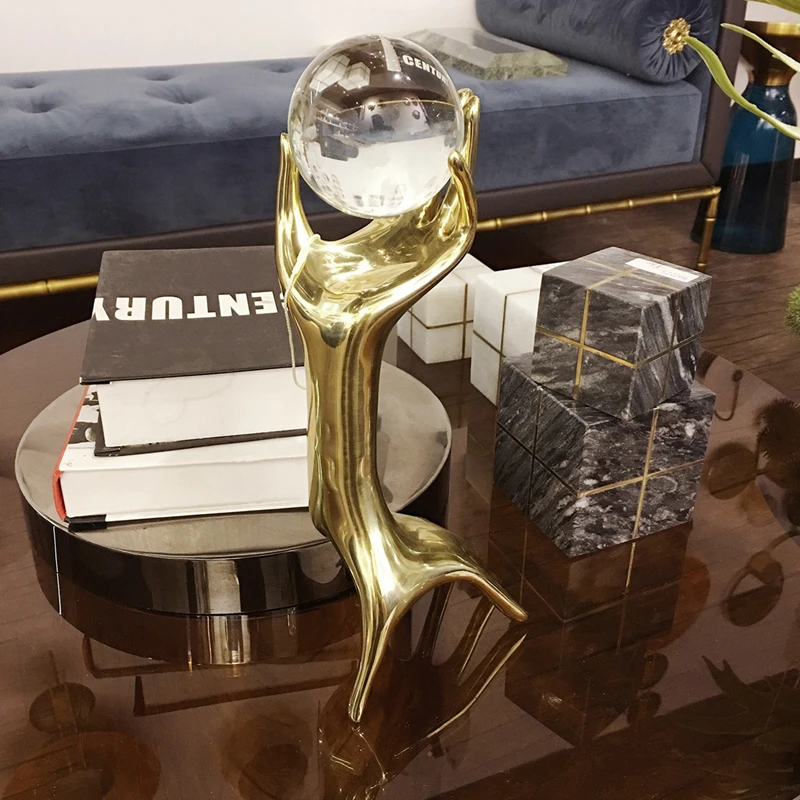 Pandora's Hand Modern Ornaments Home Decor Creative Table Piece Brass Handicraft Statue