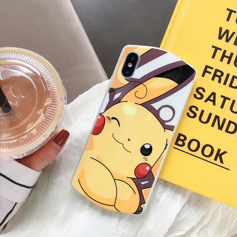 Для iPhone 7 8 plus X 10 Pikachue TPU мобильный телефон чехол для 6 6S XR XS MAX мягкий IMD силиконовый