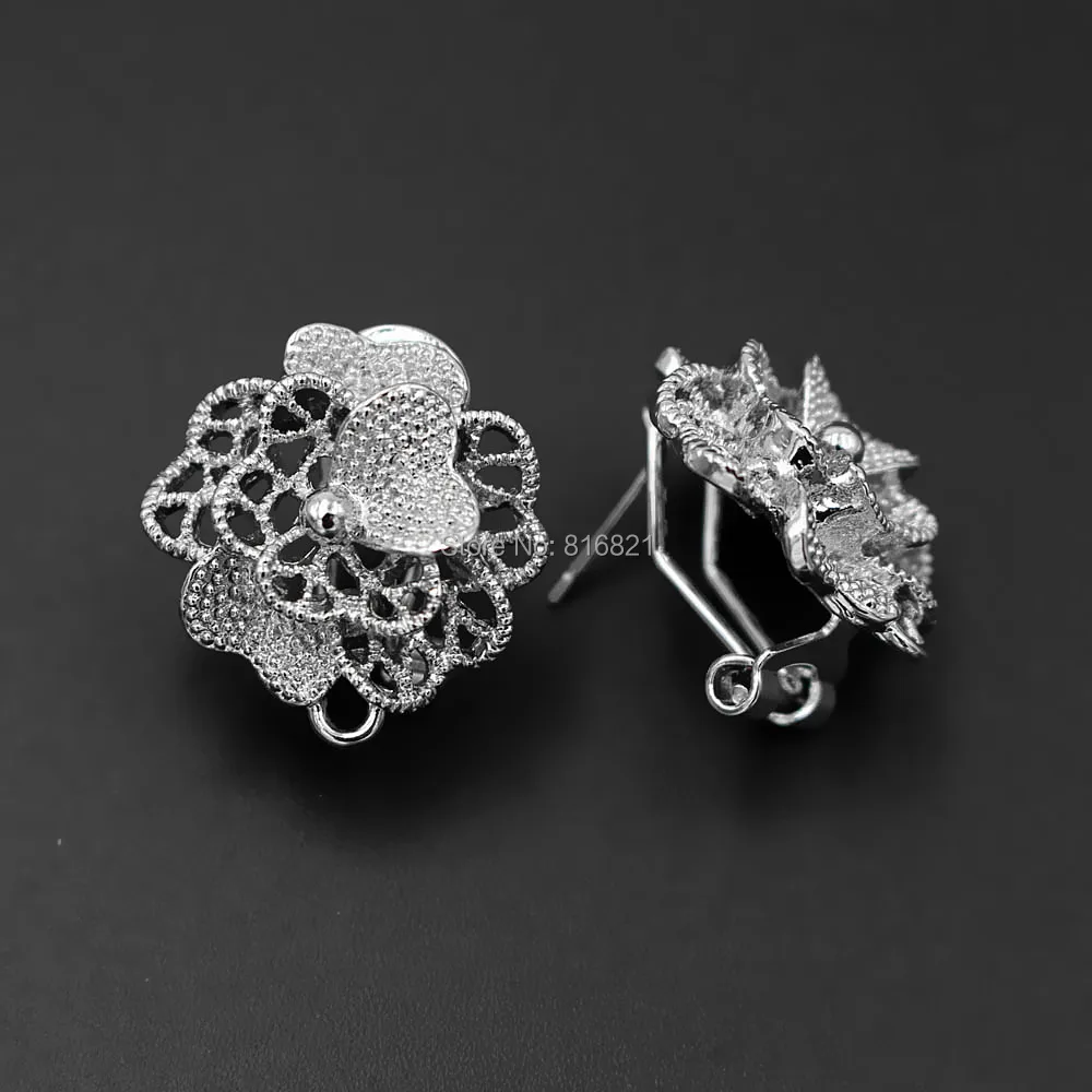Серьги с петлей вешалка филигранный цветок DIY ретро металлические зажимные