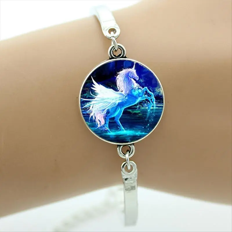 TAFREE бренд Единорог Искусство браслет стеклянный купол любовь лошадь шармы