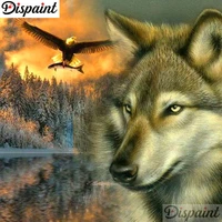 dispaint full squareround drill 5d diy diamond painting animal wolf eagle embroidery cross stitch 3d home decor gift a10480