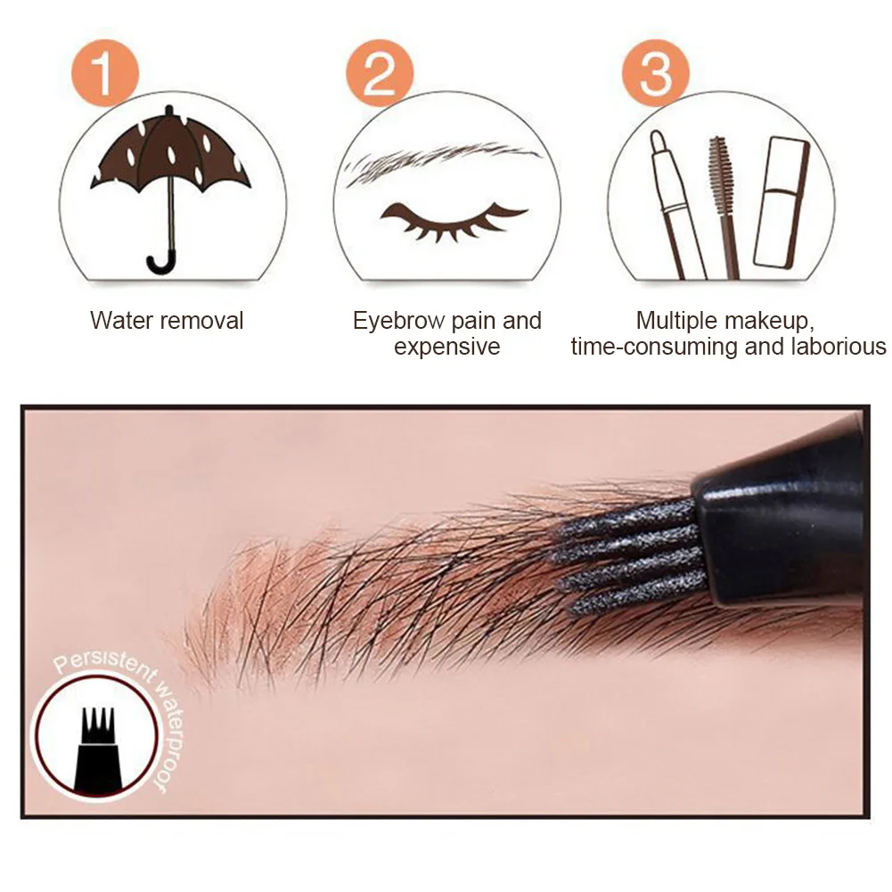 1 Pcs Women Lady Eyebrow Pen Eye Makeup Waterproof Long Lasting 4 Head Cosmetic Tool WH998 | Красота и здоровье