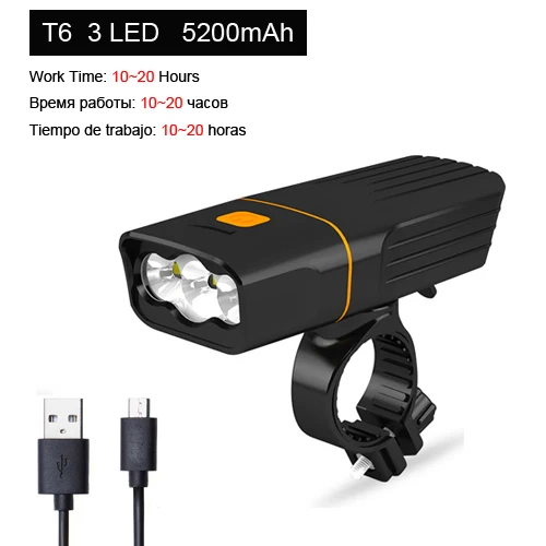 T6 5200 Set 1 NEWBOLER 3 светодиодный велосипед светильник спереди L2 USB Перезаряжаемые 18650 Батарея держатель 360 с сзади светильник комплект горный велосипед светодиодный головной светильник крепление - Цвет: T6 5200 Set 1