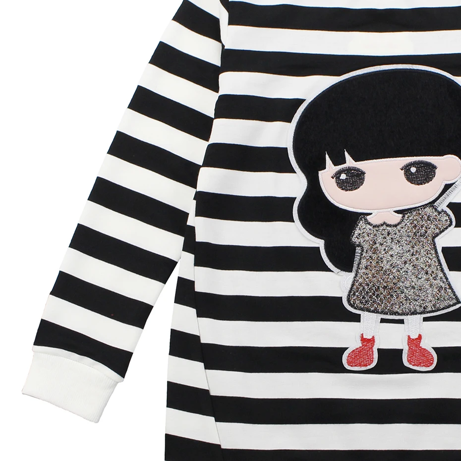 Dress For Big Girls Autumn Long Sleeve Girl Dresses Striped Print Children's Winter Kids Teen Clothes 4 6 12 Y | Детская одежда и
