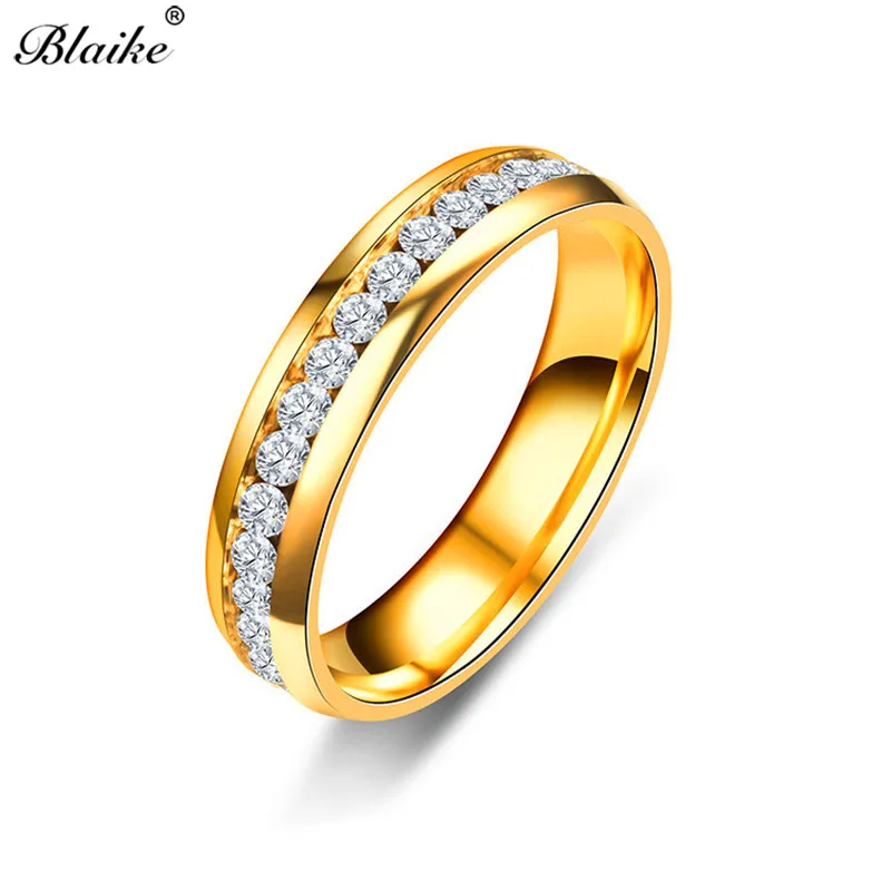 Blaike однорядные Золотые/Серебристые/черные кольца из нержавеющей стали для