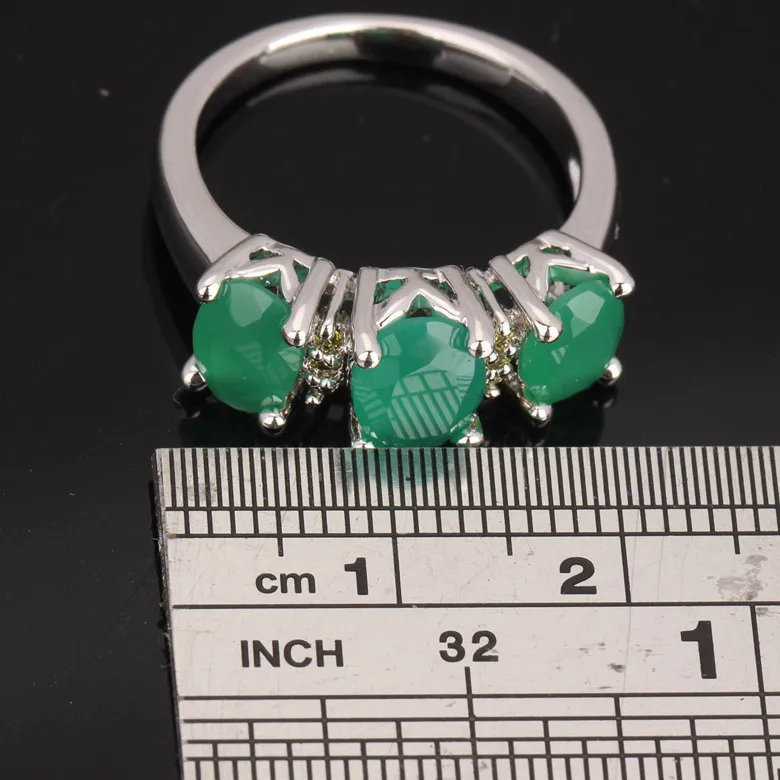 Захватывающий 3 шт Форма зеленый Jewelry Оливковое Перидот кольцо из стерлингового