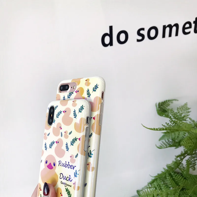 Милые чехлы для телефонов с изображением утки iphone 8 чехол X 7 6 6S Plus задняя крышка