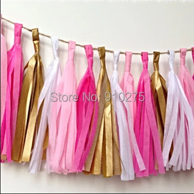 20 шт. Смешанные розовые ярко-розовые золотые белые салфетки бумажные кисточки