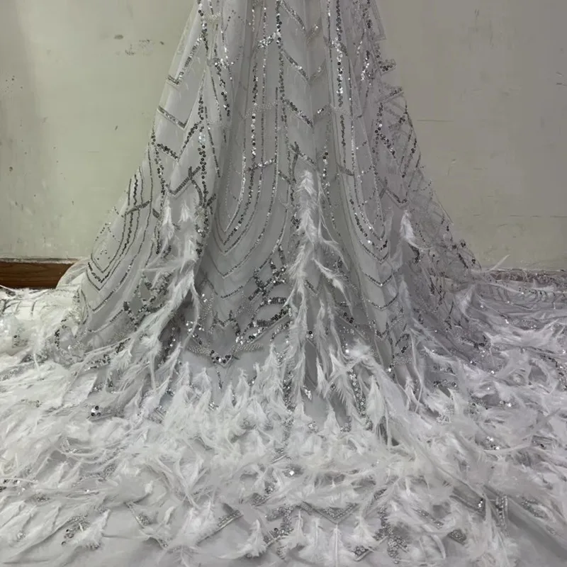Перьевая Великолепная французская кружевная ткань tissus dentelle et broderie вышитая