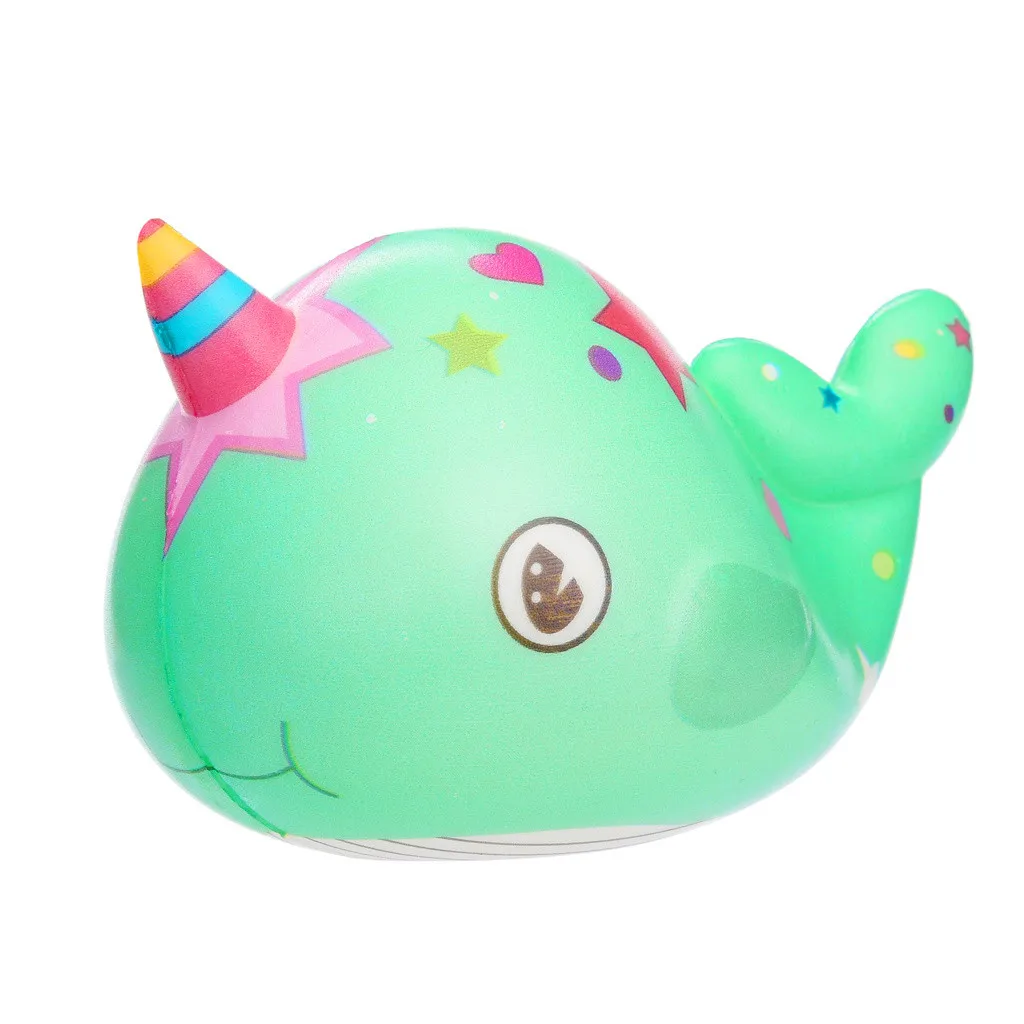 Зеленый Сжимаемая мягкая игрушка-давилка Kawaii очаровательная игрушка Нарвал медленно поднимающийся крем ароматизированные игрушки для снятия стресса подарки забавный подарок Z0328 - Цвет: Зеленый