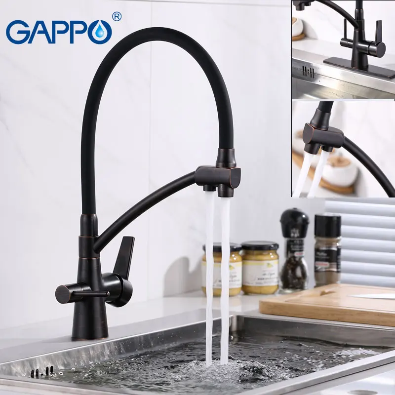 Gappo US кухонный смеситель для раковины, 3 варианта фильтра для воды, черный латунный кухонный смеситель, кухонный кран, латунный смеситель