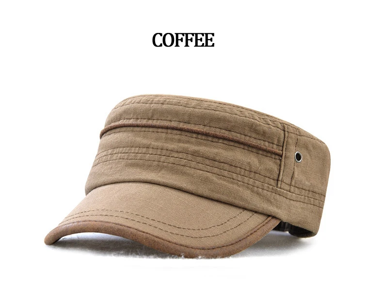 COFFEE Мужская хлопковая кепка, светильник, Ретро стиль, военные шапки для взрослых мужчин, кепка для отца с изменяемым размером - Цвет: COFFEE