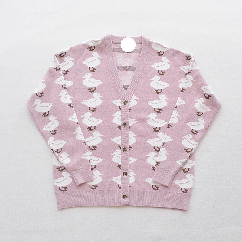 Симпатичные Pattern утка Для женщин вязаный свитер японский Мори девушки осень