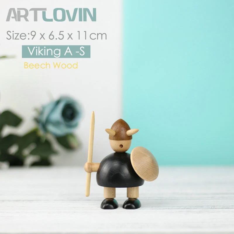 Viking A small Деревянные фигурки животных в скандинавском стиле, фигурки медведя/собаки/птицы/обезьяны, домашний декор, украшения, игрушки для мальчиков и хобби - Цвет: Viking A small