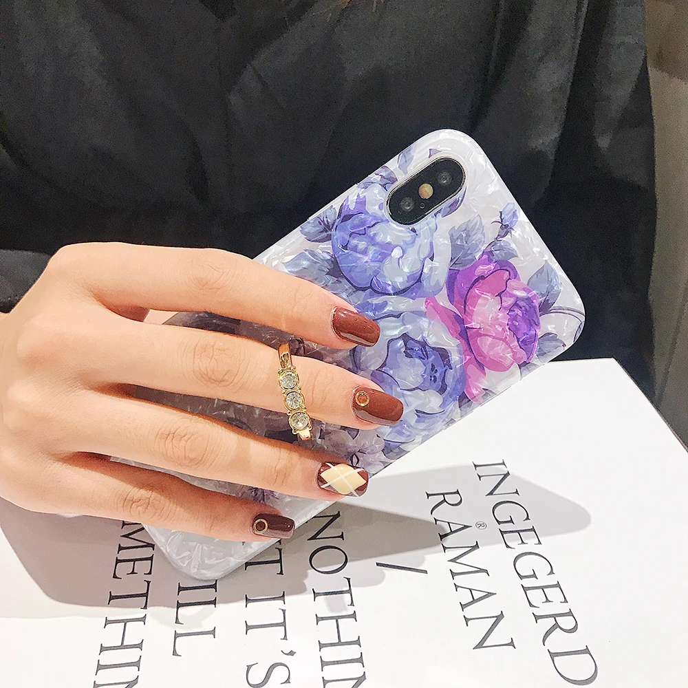 LOVECOM Ретро Цветочный кольцо стенд чехол для телефона для iPhone 11 Pro Max XR XS Max XS 7 8 6 Plus чехол мягкий IMD Dream Shell чехол для телефона