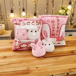 Sakura rabbits Плюшевый пудинг сумка 2 шт. мини мячи с животными закуска плюшевая подушка морковь Сакура кролик свинья курица детские игрушки 4 вида - Цвет: Sakura rabbits