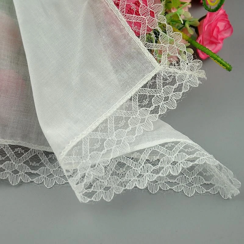 Высококачественный белый носовой платок из 100% льна женский кружевной полиэстера