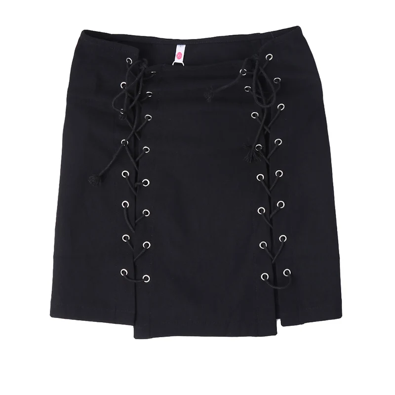 Женская юбка со шнуровкой летняя облегающая мини с высокой талией для