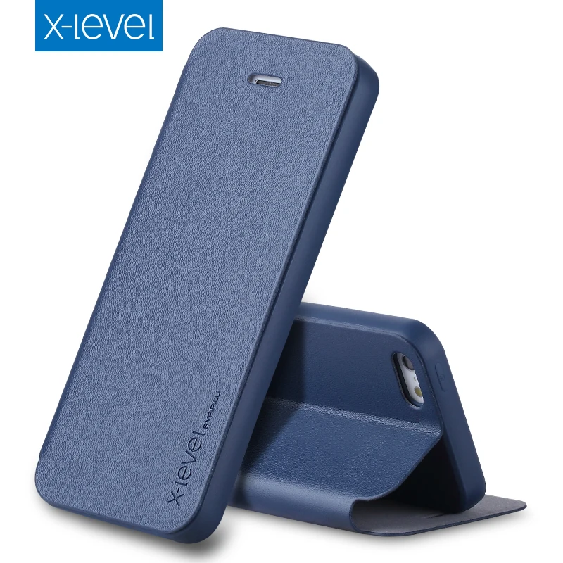 X Level Бизнес Стиль из искусственной кожи флип чехол для телефона Apple iPhone 5 5S SE 4 0