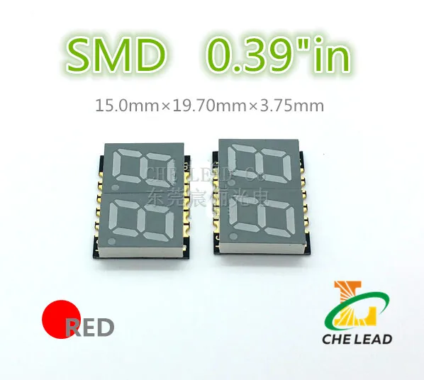 20 шт./лот 0 39 дюйма 7-сегментный красный SMD светодиодный дисплей 2-битный smd цифровой