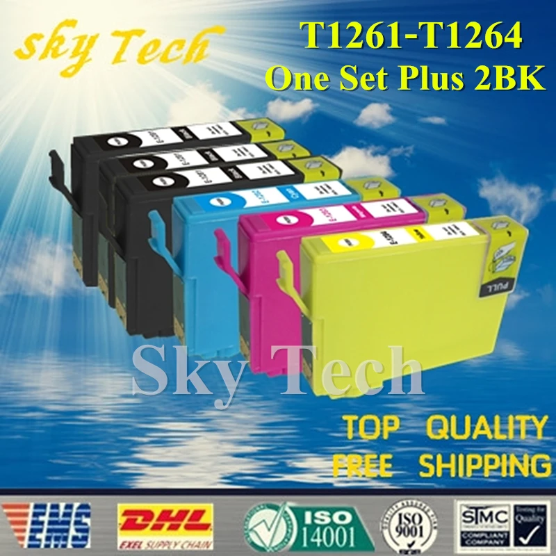 One set Plus 2BK Compatible Cartridge For T1261 to T1264 , For Epson NX330 NX430 WF-3520 WF-3540 WF-7010 WF-7510 WF-7520 etc