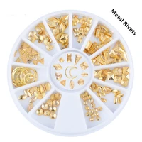 gold mixed 3d hollow frame moon design alloy jewelry metal rivets nail art decoration tools