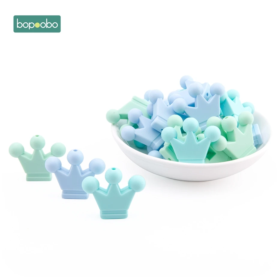 Bopoobo 20 шт., силиконовые бусины-короны, крошечные стержни, BPA бесплатно, подарки для новорожденных, прорезыватели для зубов, бусины для мам, кормящих, сделай сам, ювелирные изделия, мультфильм, детский Прорезыватель - Цвет: Type 3
