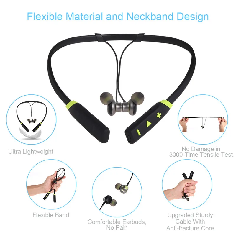 HYASIA спортивные наушники с защитой от пота Bluetooth магнитным шейным ремешком