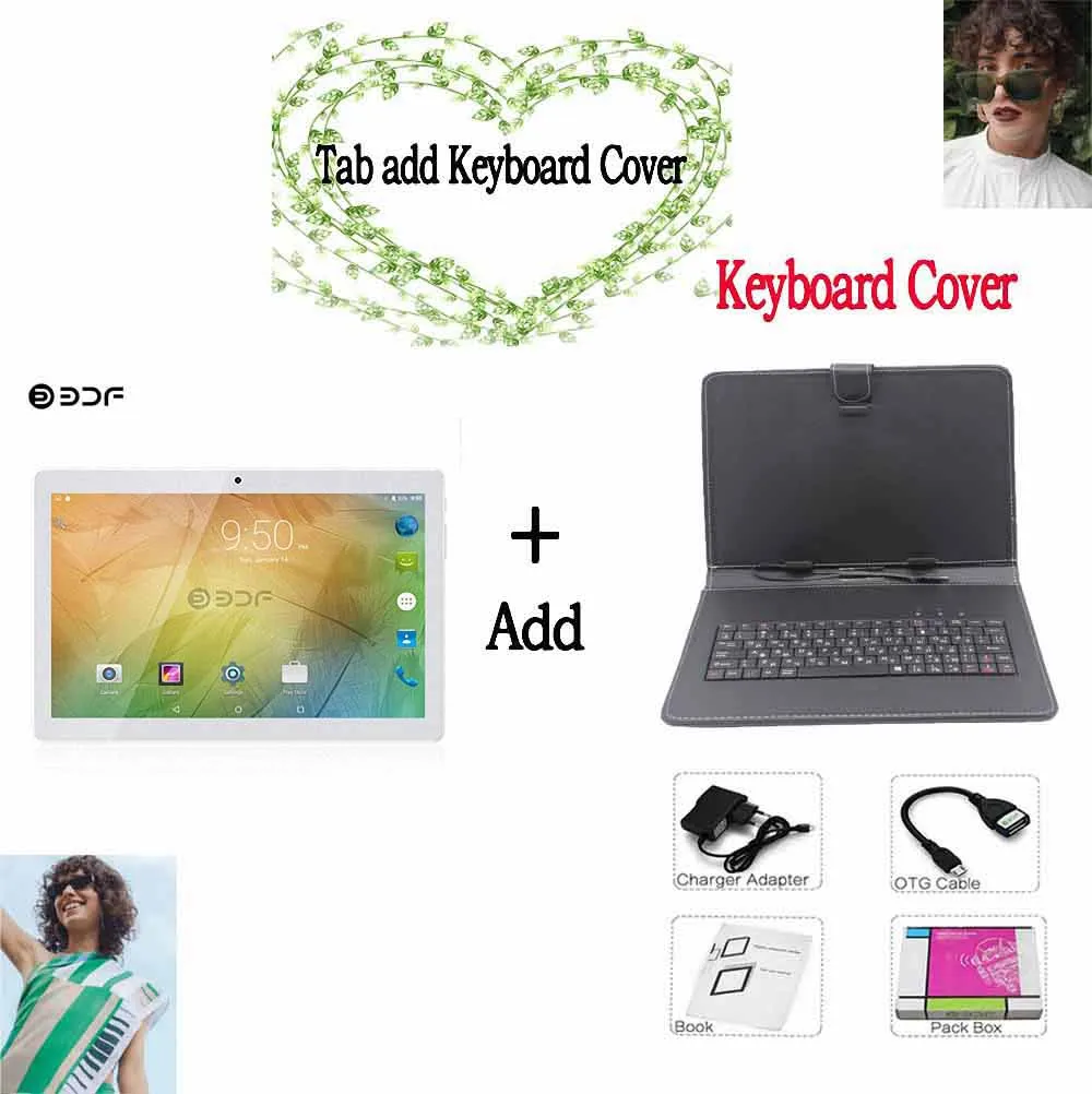 Tab add Keyboard Испания склад корабль BDF 10 дюймов Android 7,0 планшетный ПК 4 ГБ ОЗУ+ 64 Гб ПЗУ Мобильный Телефон Вызов Восьмиядерный WiFi FM ips 4G планшеты LTE - Комплект: Tab add Keyboard