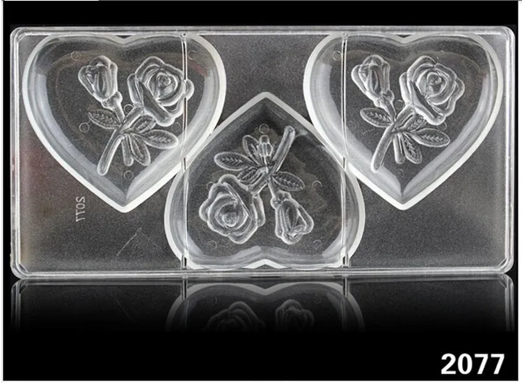 DIY сердце с розами формы конфеты PC желе пластиковые лоток 3D Поликарбонат