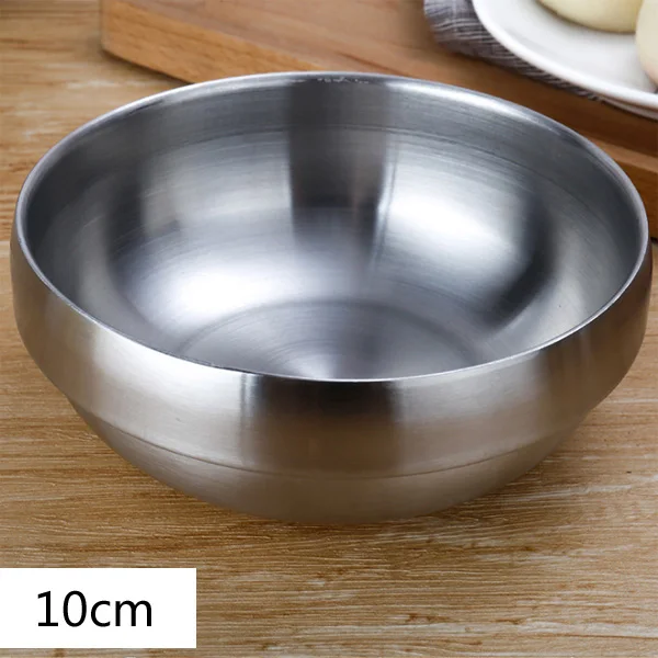Silver-10cm 1 шт. утолщенной 304 чаша из нержавеющей стали с двойным слоем теплоизоляция чаша для того, чтобы предотвратить ожоги безопасности 10/14 см двойной Цвет по выбору - Цвет: Silver-10cm